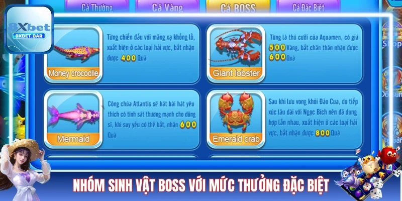 Nhóm sinh vật Boss với mức thưởng đặc biệt