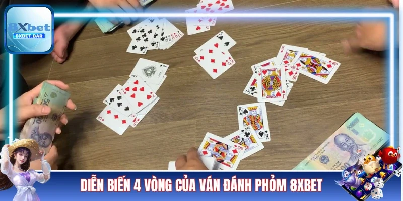 Diễn biến 4 vòng của ván đánh Phỏm 8XBET